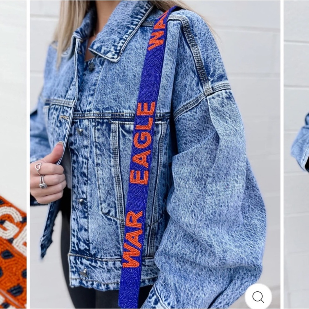 Game Day Bag Purse Strap Auburn University War Eagle Beaded Stadium Blue Orange